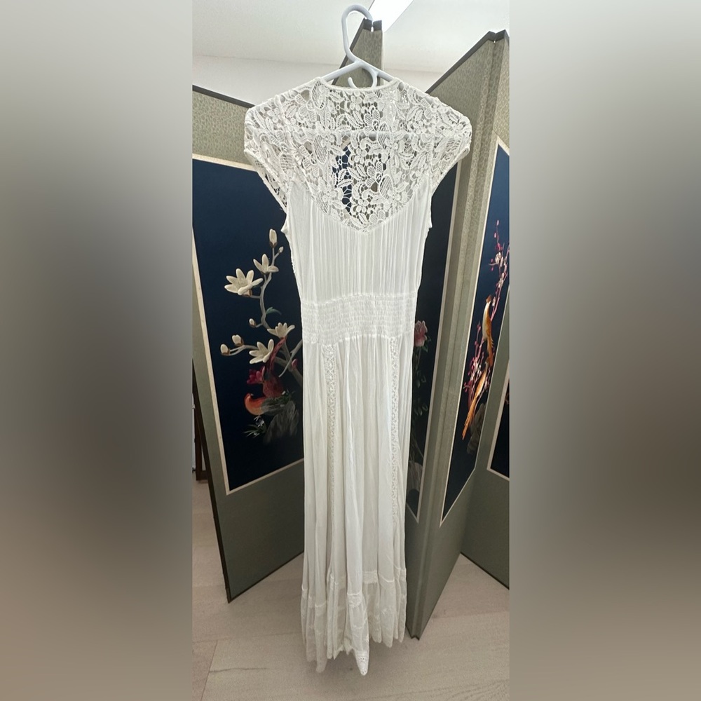 Spell RARE 🦄 Wild Belle Gown White Lace Maxi Dress W/original custom slip.Sz Sm - Picture 8 of 15